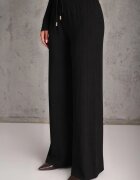 m&d fashion Set tricotat cu vâscoză în dungi largi elegant: cardigan și pantaloni Belceta Negru