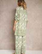m&d fashion Set Verde din Viscoză cu Croială Oversize Cămașă și Pantaloni Nilarithia