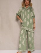 m&d fashion Set Verde Oversize în Stil Rustic Cămașă Lungă și Pantaloni Largi Mepilara