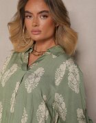 m&d fashion Set Verde Oversize în Stil Rustic Cămașă Lungă și Pantaloni Largi Mepilara