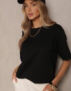m&d fashion T-shirt Basic Negru din Bumbac Meranissea