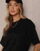 m&d fashion T-shirt Basic Negru din Bumbac Meranissea