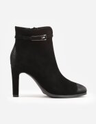 m.daszynski Botine din piele întoarsă cu toc subțire cataramă și efect vintage wash Roelina Negre