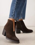 m.daszynski Ghete din piele naturală în stilul botinelor cowboy scurte cu toc și decupaj Larima Maro închis