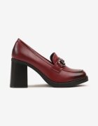 m.daszynski Pantofi roșii cu toc gros stil mocasin cu branț din piele cu cataramă Arivess