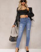 m.sara Blugi Bleumarin Mulați Skinny cu efect Push Up și rupturi Avotia