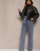m.sara Blugi Largi Albaștri High Waist Onte