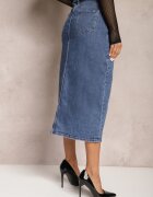 m.sara Fustă Albastră Din denim Midi Cu nasturi Mimmera