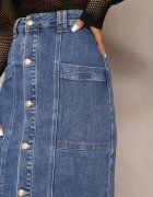 m.sara Fustă Albastră Din denim Midi Cu nasturi Mimmera