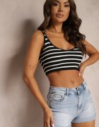 m.sara Pantaloni scurți Denim Albaștri din Bumbac High Waist cu Efect Push-Up Zoebe