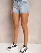 m.sara Pantaloni scurți Denim Albaștri din Bumbac High Waist cu Efect Push-Up Zoebe