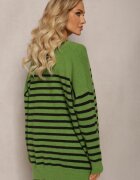 m&v Cardigan Verde în Dungi cu Croială Alungită cu Decolteu în V închis cu nasturi Ravime