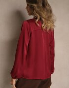 Made in Italy Bluză Vișinie de Satin cu Decolteu Triunghiular Meli
