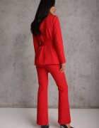 Made in Italy Compleu Roșu cu croială de costum cu Sacou cu Legătură și Pantaloni Falestra