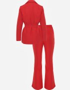 Made in Italy Compleu Roșu cu croială de costum cu Sacou cu Legătură și Pantaloni Falestra