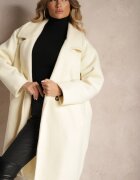 Made in Italy Palton Bej deschis Dublu Oversize din Lână Spolete