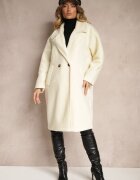 Made in Italy Palton Bej deschis Dublu Oversize din Lână Spolete