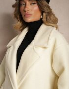 Made in Italy Palton Bej deschis Dublu Oversize din Lână Spolete