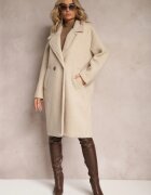 Made in Italy Palton Dublu rând Oversize Bej deschis cu lână Spolete