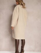 Made in Italy Palton Dublu rând Oversize Bej deschis cu lână Spolete