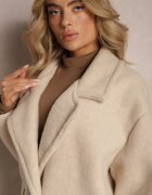 Made in Italy Palton Dublu rând Oversize Bej deschis cu lână Spolete