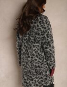 Made in Italy Palton Gri cu imprimeu leopard la două rânduri de nasturi cu buzunare laterale Niarelith