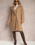 Made in Italy Palton Maro cu rând dublu oversize din lână Spolete