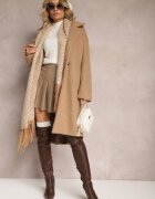 Made in Italy Palton Maro cu rând dublu oversize din lână Spolete