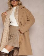 Made in Italy Palton Maro cu rând dublu oversize din lână Spolete