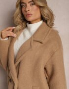 Made in Italy Palton Maro cu rând dublu oversize din lână Spolete