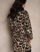 Made in Italy Palton Maro Leopard Cu Două Rânduri De Nasturi Cu Buzunare Laterale Niarelith