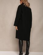 Made in Italy Palton Negru dublu Oversize cu Lână Spolete
