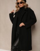Made in Italy Palton Negru dublu Oversize cu Lână Spolete