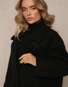Made in Italy Palton Negru dublu Oversize cu Lână Spolete