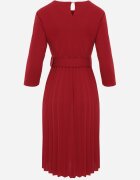 Made in Italy Rochie Plisată Burgundie cu croială evazată cu curea și cataramă Annathiel