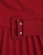 Made in Italy Rochie Plisată Burgundie cu croială evazată cu curea și cataramă Annathiel