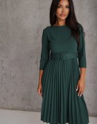 Made in Italy Rochie Verde închis Plisată cu croială evazată cu centură cu cataramă Annathiel