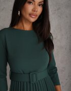 Made in Italy Rochie Verde închis Plisată cu croială evazată cu centură cu cataramă Annathiel