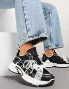 maira Adidași Negri cu Mărgele Fundă și Model Geometric Sarivela