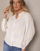 maja studio Cămașă Albă din bumbac cu broderie florală decorativă cu paiete Gonisia