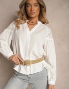 maja studio Cămașă Albă din Bumbac Decorată cu Inserții de Dantelă Erivaris