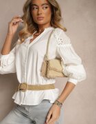 maja studio Cămașă Albă din Bumbac Decorată cu Inserții de Dantelă Erivaris