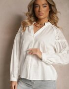 maja studio Cămașă Albă din Bumbac Decorată cu Inserții de Dantelă Erivaris