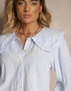 maja studio Cămașă Albastru deschis din bumbac cu guler decorat Natulissa