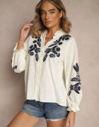 maja studio Cămașă Bej cu vâscoză bumbac și model brodat Analessa