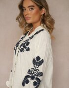maja studio Cămașă Bej cu vâscoză bumbac și model brodat Analessa