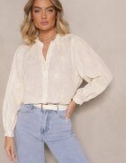 maja studio Cămașă Bej din Bumbac cu Broderie Florală Decorativă cu Paiete Gonisia