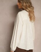 maja studio Cămașă bej din bumbac cu guler tunică nasturi și broderie decorativă Gonnalia