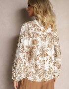 maja studio Cămașă Bej din Vâscoză cu Imprimeu Floral cu Mâneci Bufante Hanistrae