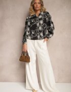maja studio Cămașă Neagră din Bumbac cu Broderie Florală Decorativă cu Paiete Gonisia